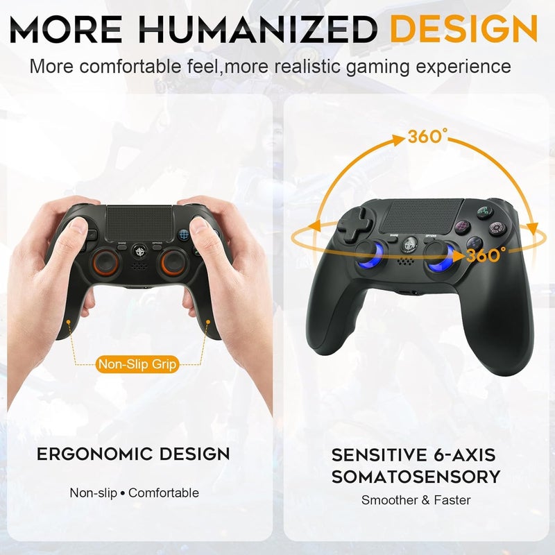 CNH 2 Pack Wireless Controller for PS4，Compatible with PS4/Slim/Pro/PC，Double Shock 6-Axis Motion Sensor，Built-in Speaker & Headphone Jack - Image 3